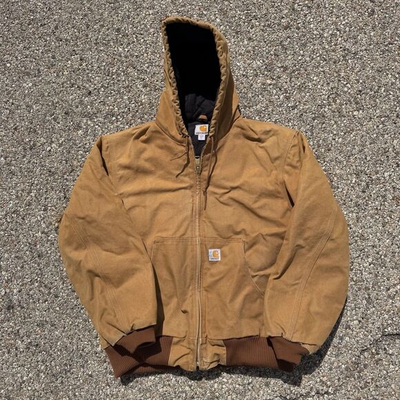 Carhartt Other - Carhartt Duck Active Jacket Mens Large J140 Brown Canvas Hooded Workwear Y2K